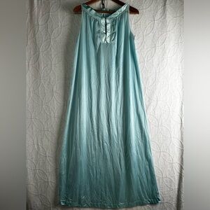 Vintage Gossard Sleeveless Nylon Nightgown Women Medium Aqua Maxi Night Dress